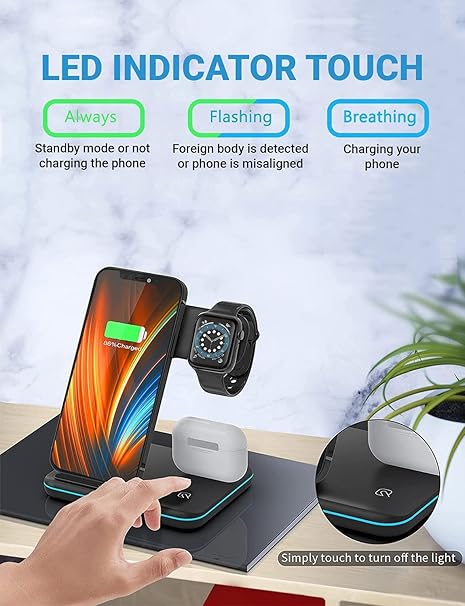 3-in-1 Wireless Charging Station for iPhone, Apple Watch & AirPods – Fast Charger Dock Stand