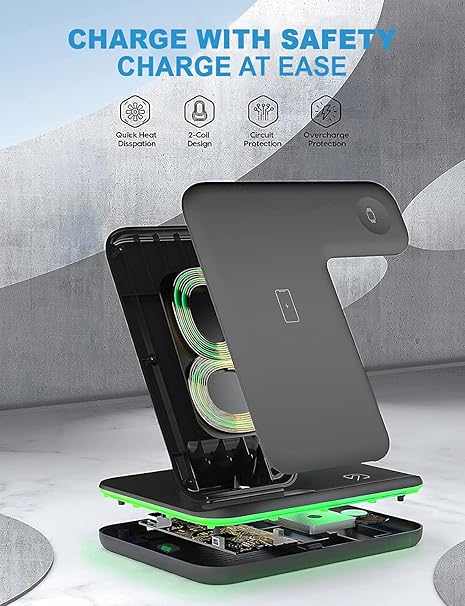 3-in-1 Wireless Charging Station for iPhone, Apple Watch & AirPods – Fast Charger Dock Stand