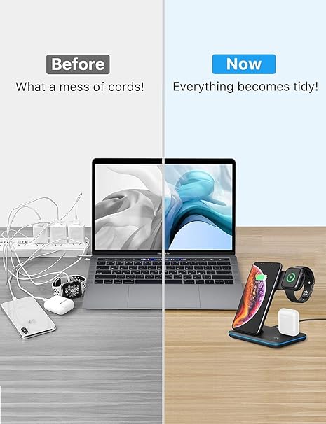 3-in-1 Wireless Charging Station for iPhone, Apple Watch & AirPods – Fast Charger Dock Stand