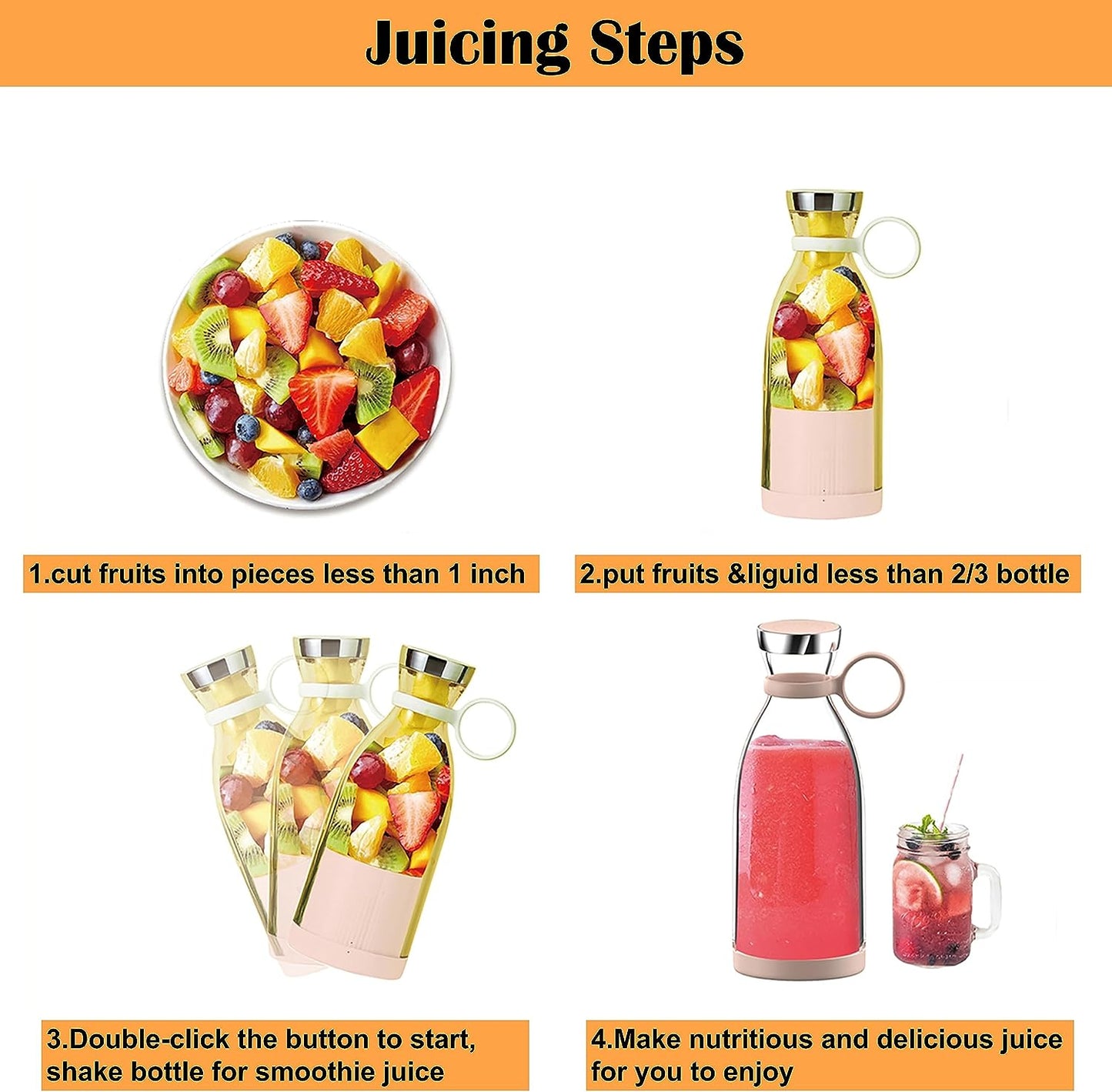 FreshBlend™ Portable Juice Blender – Rechargeable, Powerful & Perfect for On-the-Go Nutrition