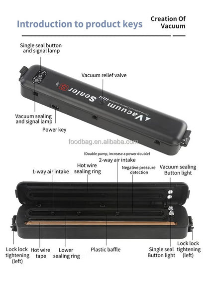 Professional Vacuum Sealer Machine – Seal Meats, Veggies, and Leftovers with One Touch