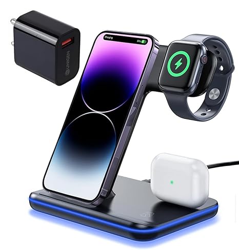 3-in-1 Wireless Charging Station for iPhone, Apple Watch & AirPods – Fast Charger Dock Stand